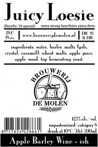 Juicy Loesie - Brouwerij De Molen - Apple Barley Wine, 12.7%, 330ml Bottle