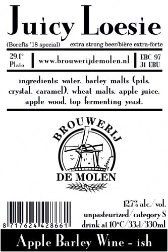 Juicy Loesie - Brouwerij De Molen - Apple Barley Wine, 12.7%, 330ml Bottle