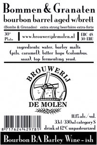 Bommen & Granaten Bourbon Barrel Aged w/Brett - Brouwerij De Molen - Bourbon Barrel Aged Bretted Barley Wine, 11.1%, 330ml Bottle
