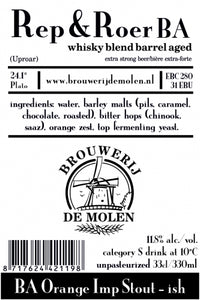 Rep & Roer BA - Brouwerij De Molen - Blended Whiskey Barrel Aged Orange Imperial Stout, 11.8%, 330ml Bottle