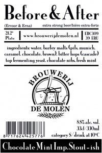 Before & After - Brouwerij De Molen - Chocolate Mint Imperial Stout, 8.8%, 330ml Bottle