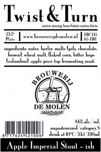 Twist & Turn - Brouwerij De Molen - Apple Imperial Stout, 8.6%, 330ml Bottle