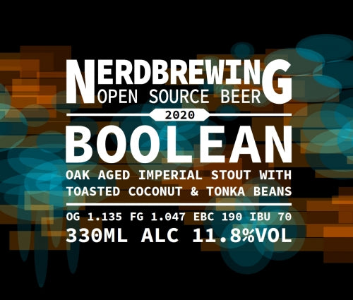 Boolean - Nerd Brewing - Oak Aged Imperial Stout with Toasted Coconut & Tonka Beans, 11.8%, 330ml Bottle