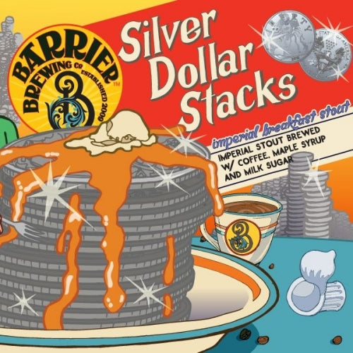 Silver Dollar Stacks - Barrier Brewing Co - Imperial Stout with Bourbon Barrel Aged Maple Syrup & Coffee, 8.8%, 473ml Can