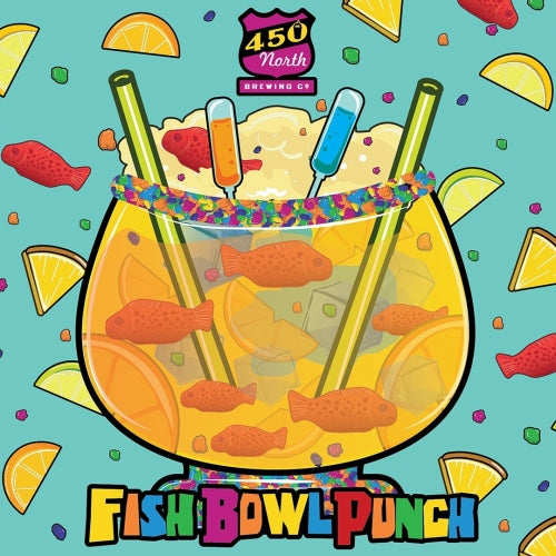 Slushy XXL Fish Bowl Punch - 450 North Brewing Co - Smoothie Sour Ale w/ Pineapple, Lemon, Orange, Blue Curacao, Lime, Sweet & Sour Mix, Coconut, Nerds Candy & Swedish Fish, 5.3%, 473ml Can