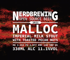 Malloc 2021 Pecan - Nerd Brewing - Imperial Milk Stout with Toasted Pecan Nuts, 11.1%, 330ml Bottle