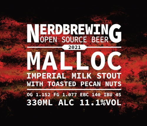 Malloc 2021 Pecan - Nerd Brewing - Imperial Milk Stout with Toasted Pecan Nuts, 11.1%, 330ml Bottle