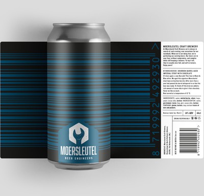 Barcode Black & Blue - De Moersleutel - Bourbon Barrel Aged Imperial Stout with Chocolate, 14%, 440ml Can