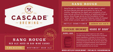 Load image into Gallery viewer, Sang Rouge - Cascade Brewing - Red Ale Aged In Oak Casks, 7.8%, 750ml Sharing Bottle
