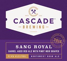 Sang Royal - Cascade Brewing - Barrel Aged Red Ale with Pinot Noir Grapes, 9.4%, 750ml Sharing Bottle