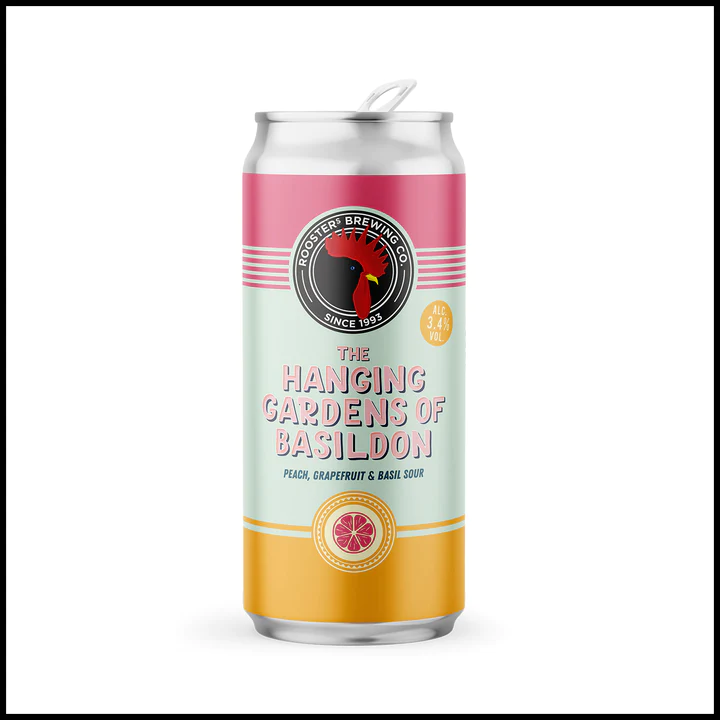 Hanging Gardens Of Basildon - Roosters Brewery - Peach, Grapefruit & Basil Sour, 3.4%, 330ml Can