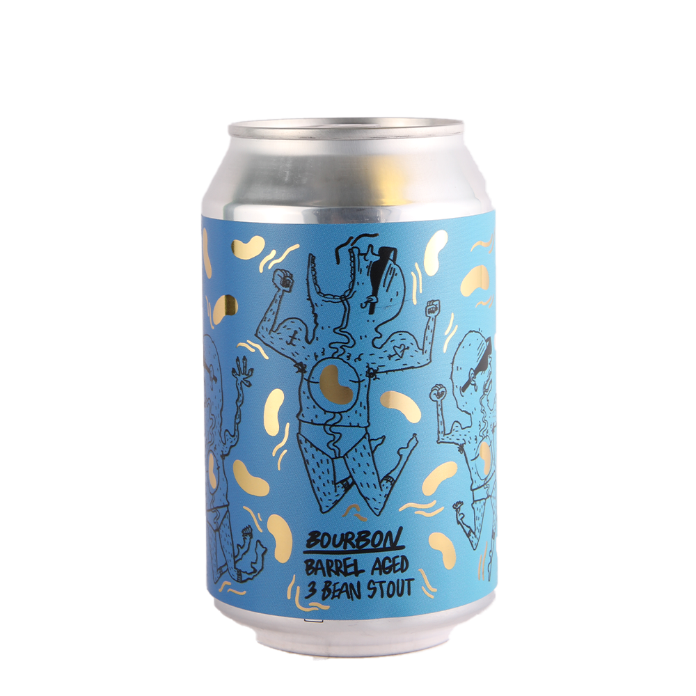 Bourbon BA 3 Bean Stout - Lervig Bryggeri - Bourbon Barrel Aged Imperial Stout with Cocoa, Vanilla & Tonka Beans, 12%, 330ml Can