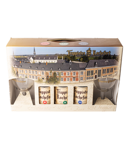 Trappistes Rochefort Gift Set - Brasserie Rochefort - Belgian Ales, 3x330ml Bottles & 2x Glass