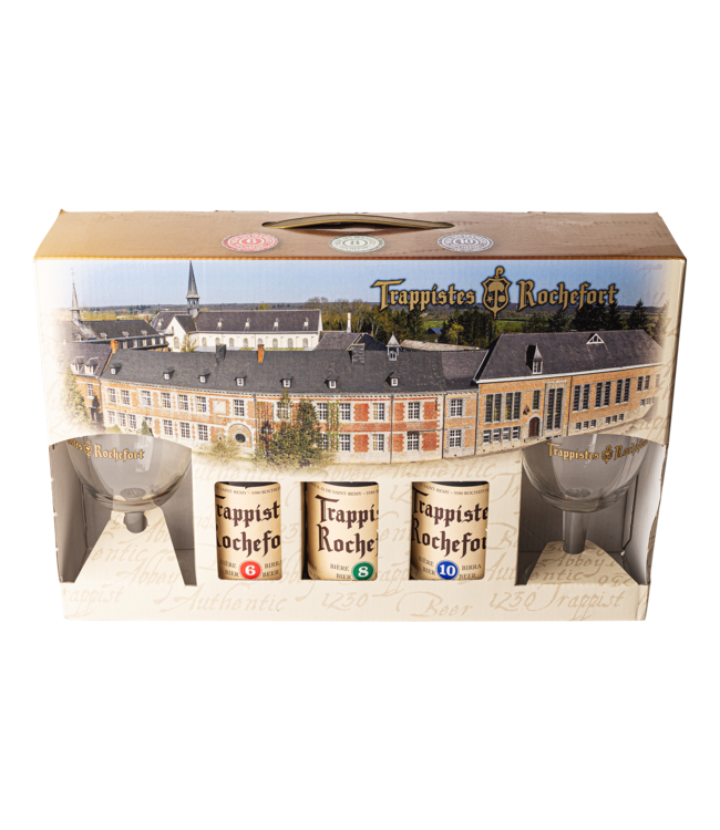 Trappistes Rochefort Gift Set - Brasserie Rochefort - Belgian Ales, 3x330ml Bottles & 2x Glass