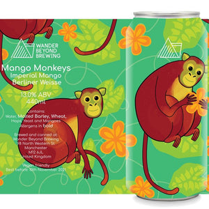 Mango Monkeys - Wander Beyond Brewing - Imperial Mango Berliner Weisse, 13%, 440ml Can