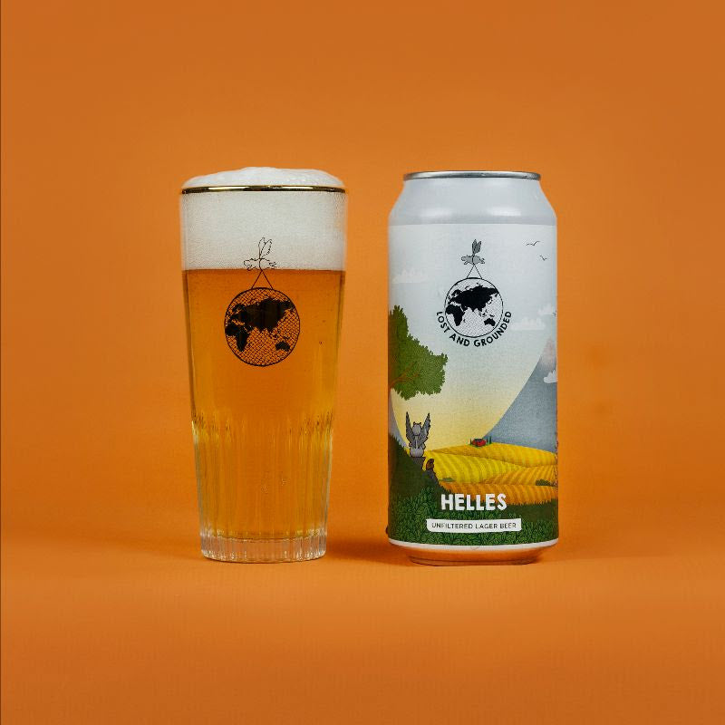 Helles - Lost & Grounded - Helles Unfiltered Lager Beer, 4.4%, 440ml Can