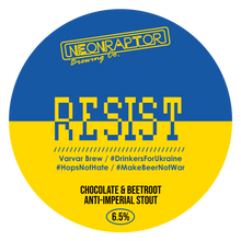 Load image into Gallery viewer, Resist - Neon Raptor - Chocolate and Beetroot Anti-Imperial Stout, 6.5%, 440ml Can
