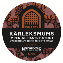 Load image into Gallery viewer, Kärleksmums Stout - Vault City X Nerd Brewing - Imperial Pastry Stout with Chocolate, Coffee, Cococnut &amp; Vanilla, 12%, 375ml Bottle

