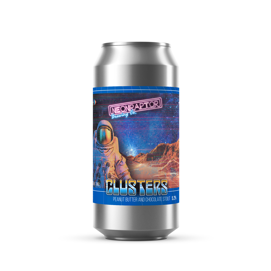 Clusters - Neon Raptor - Peanut Butter & Chocolate Stout, 5.2%, 440ml Can