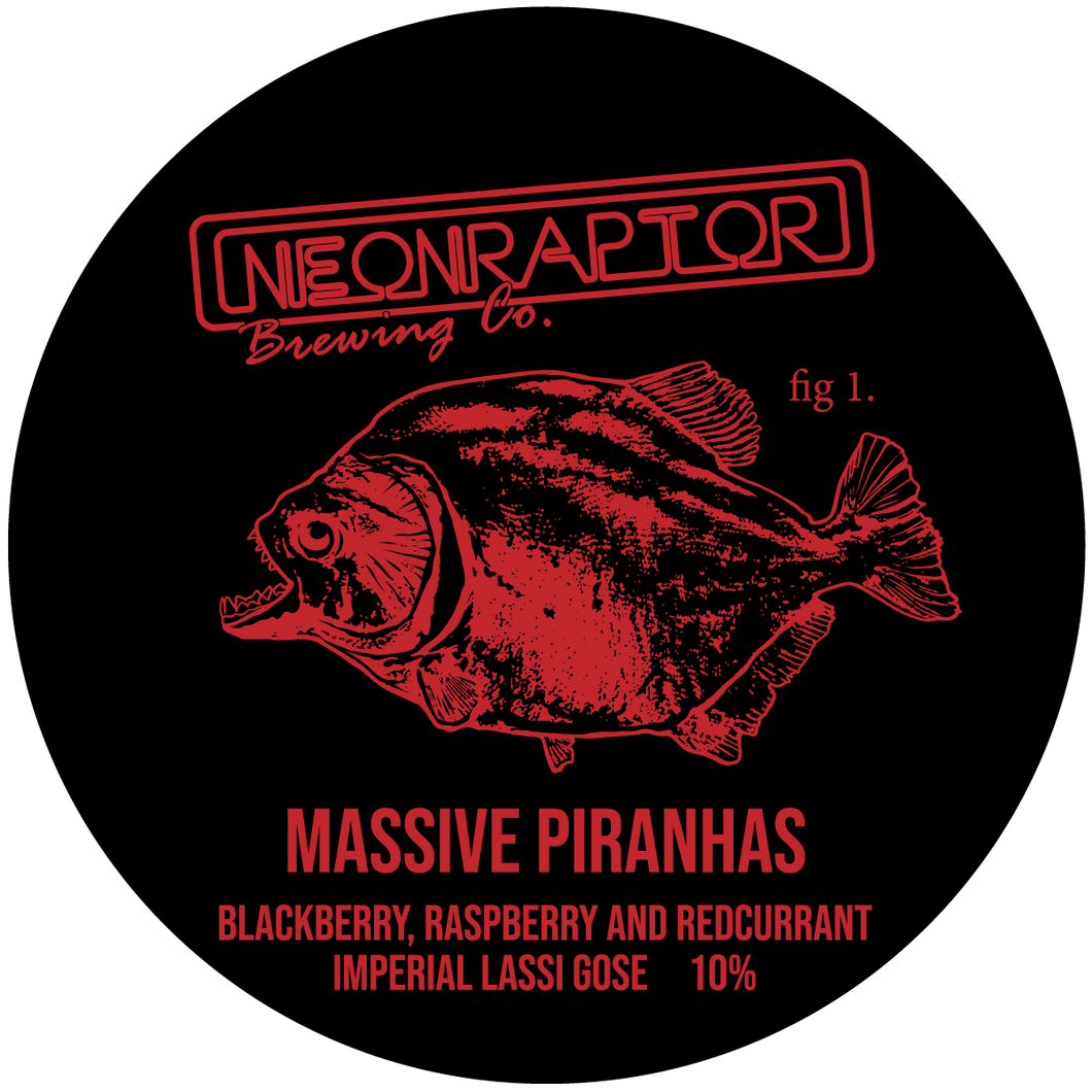 Massive Piranhas - Neon Raptor - Blackberry & Raspberry Redcurrant Imperial Lassi Gose, 10%, 440ml Can