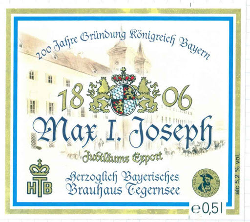 Tegernseer 1806 Max I. Joseph Jubiläums Export - Brauhaus Tegernee - Exportbier, 5.2%, 500ml Bottle