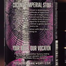 Load image into Gallery viewer, BA Coconut Imperial Stout 2022 - Vocation Brewery X Neon Raptor - Bourbon Barrel Aged Coconut Imperial Stout, 11.2%, 330ml Can
